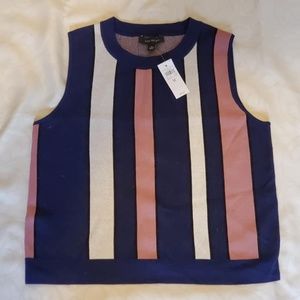 Ann Taylor Striped Cropped Tank Medium